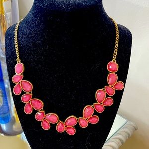 Bright pink stone on gold plated necklace